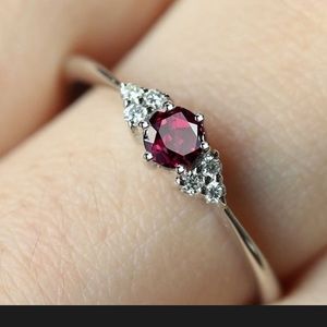 Garnet and Sterling Silver Ring